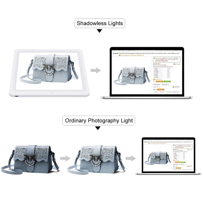 Panou LED 22cm Puluz pentru fotografie de produs, fundal LED cort foto