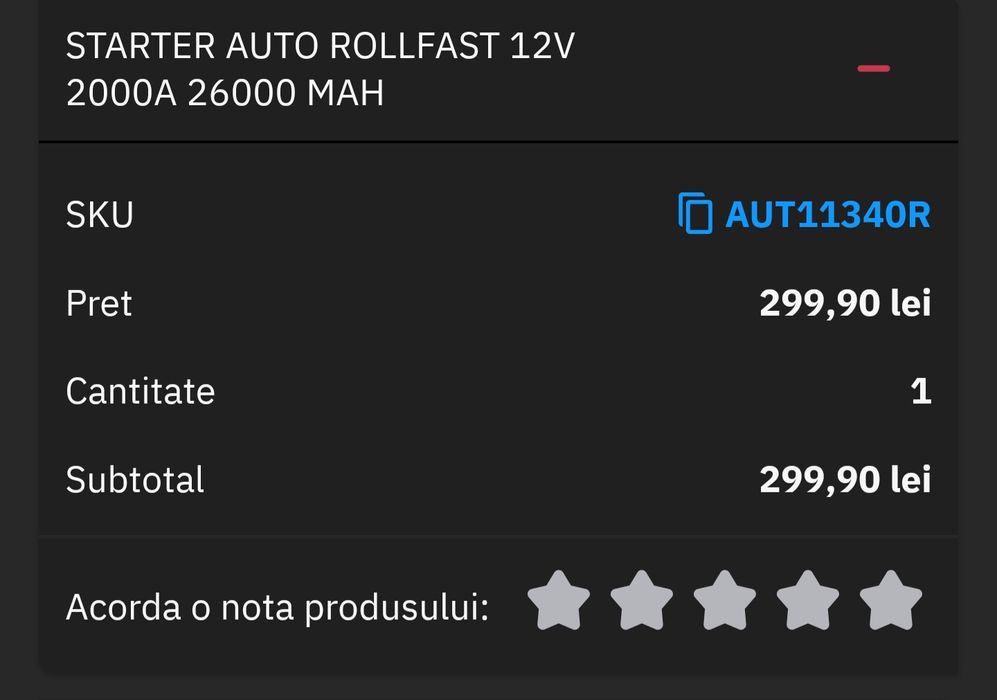 Starter auto Roll Fast 11340R, 12V, 2000A – stare foarte bună