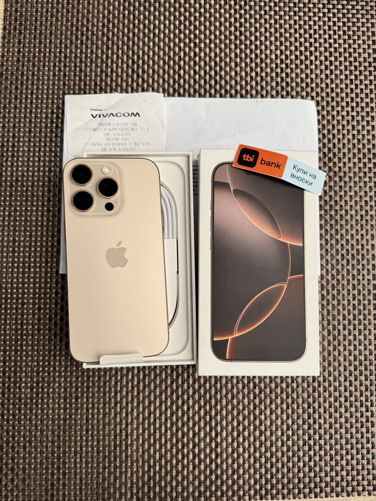 НОВ!256 ЛИЗИНГ 80лв/м iPhone 16 pro Desert айфон DESERT 16 ПРО