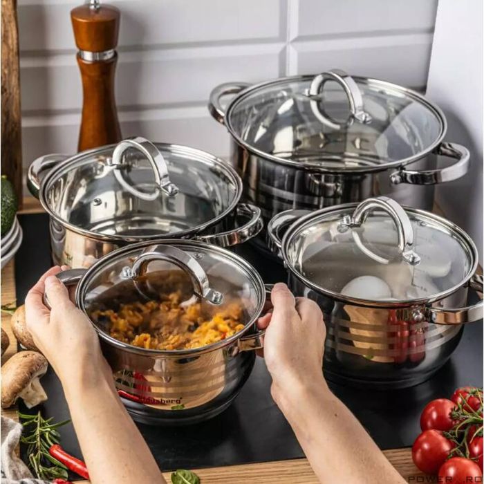 Set oale cu capac, 5l, 3.9l, 2.9l, 2.1l, strecuratoare, 5 piese,