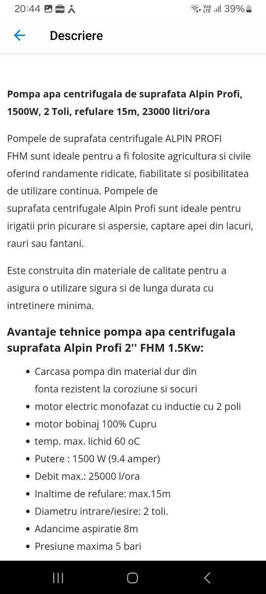 Pompa apa suprafață