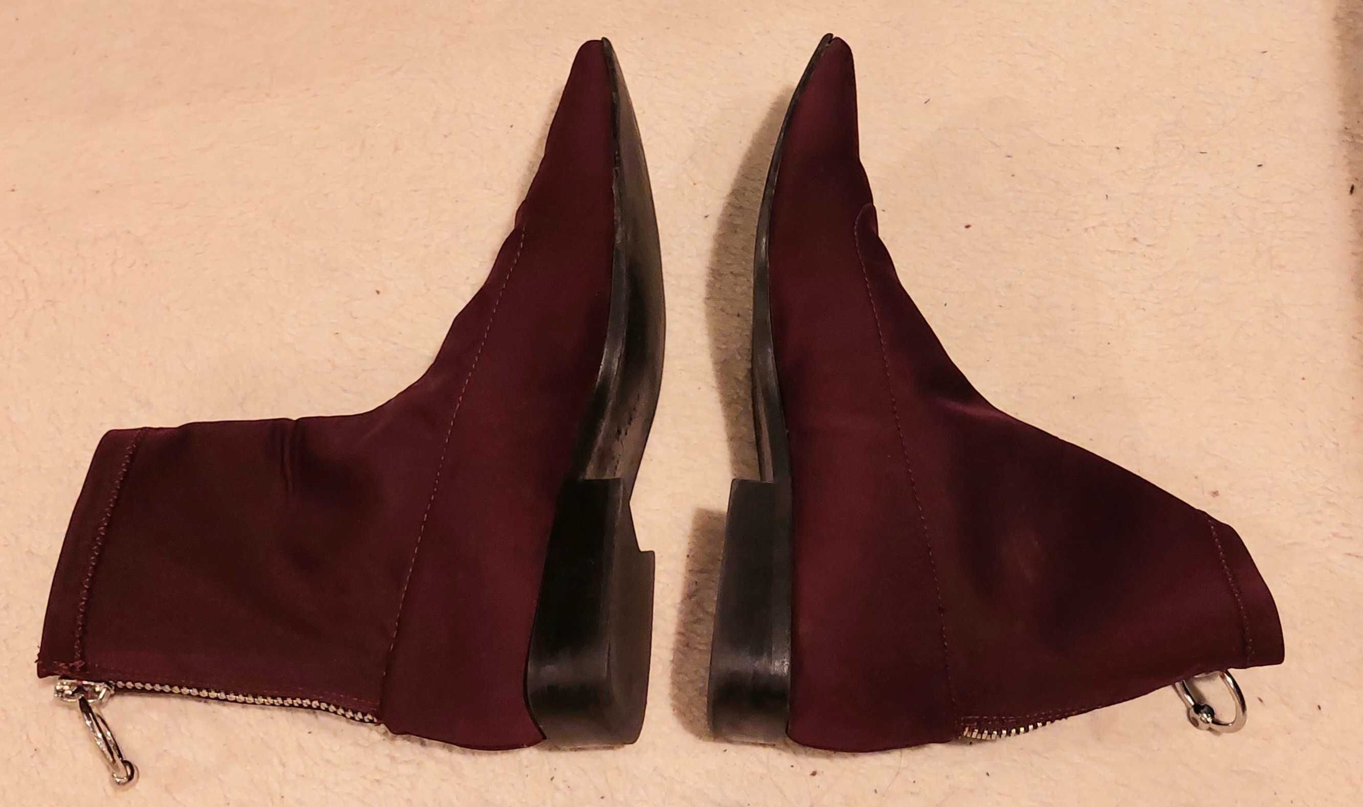 Botine Zara cu varful ascutit, rosu inchis, masura 36