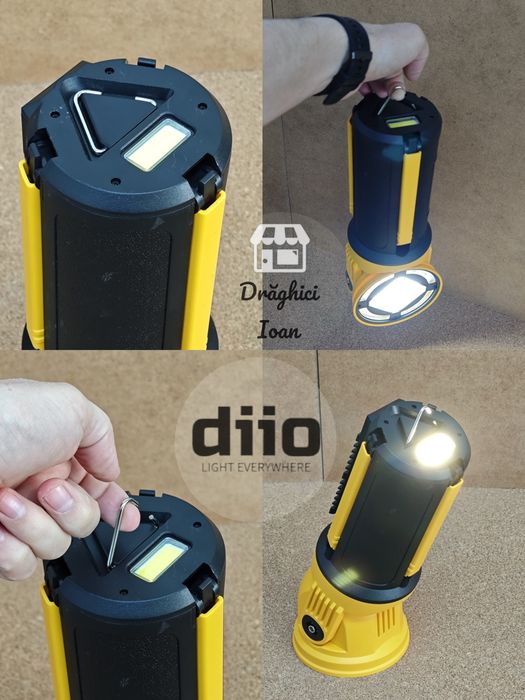 Proiector lanterna ALLinONE 117 LED alb, 44 led strobo si LED COB