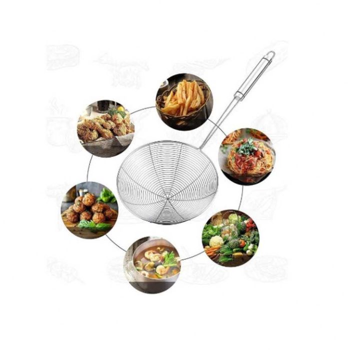 Мрежеста готварска шпатула за отцеждане от неръждаема стомана