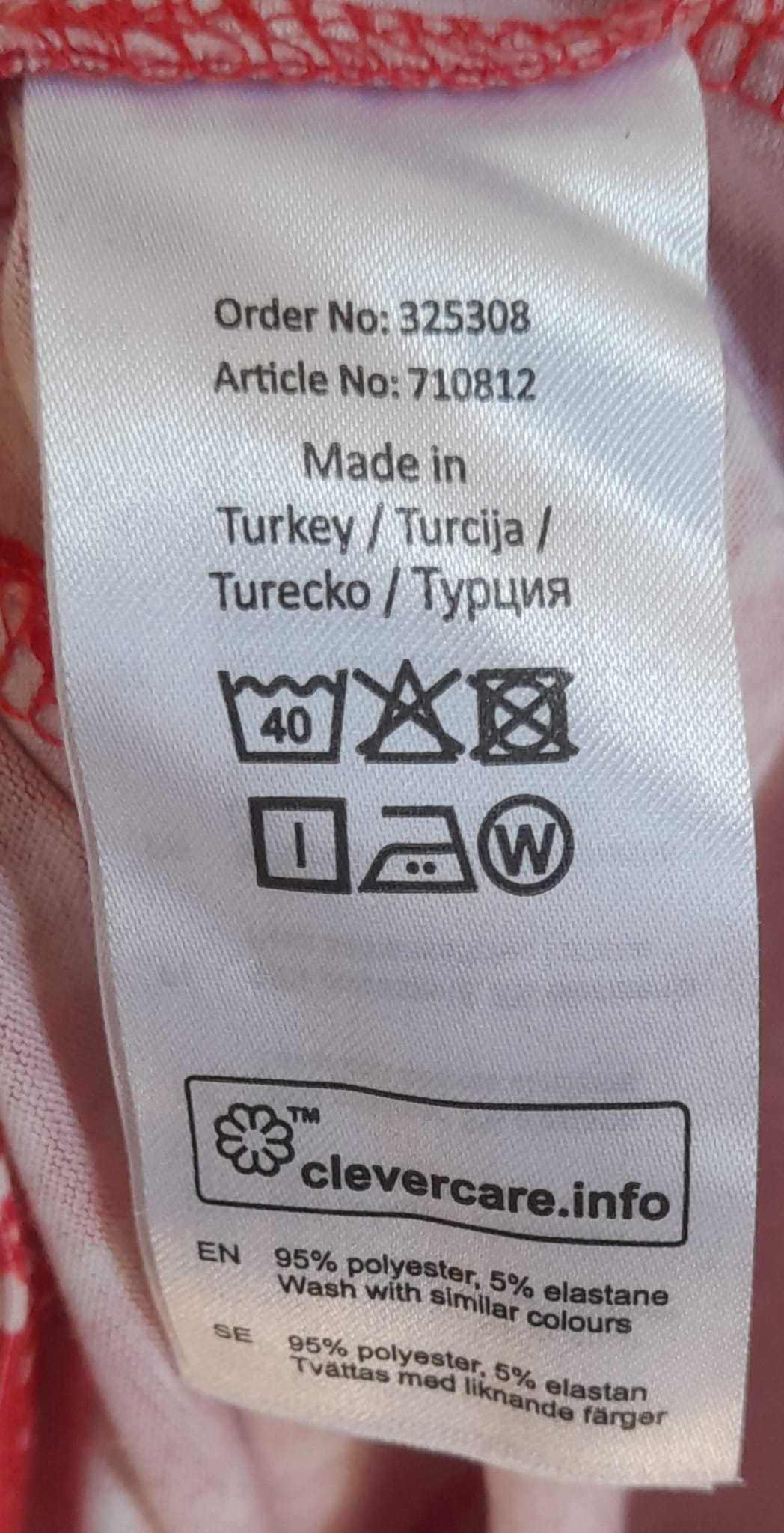Rochie rosie primavara-vara, mulata cu flori mici albe si bretele