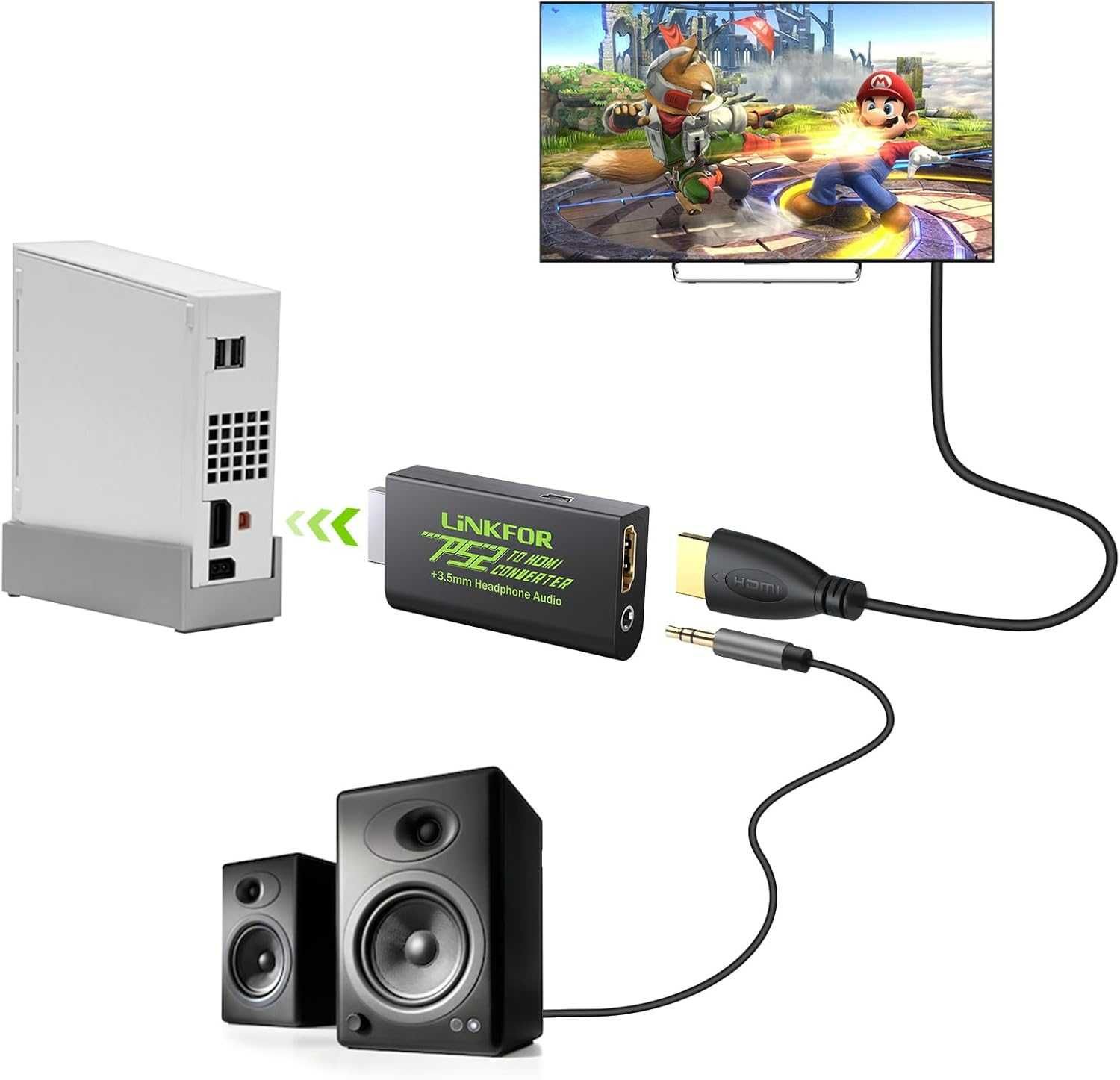 LiNKFOR PS2 към HDMI адаптер за Sony Playstation 2