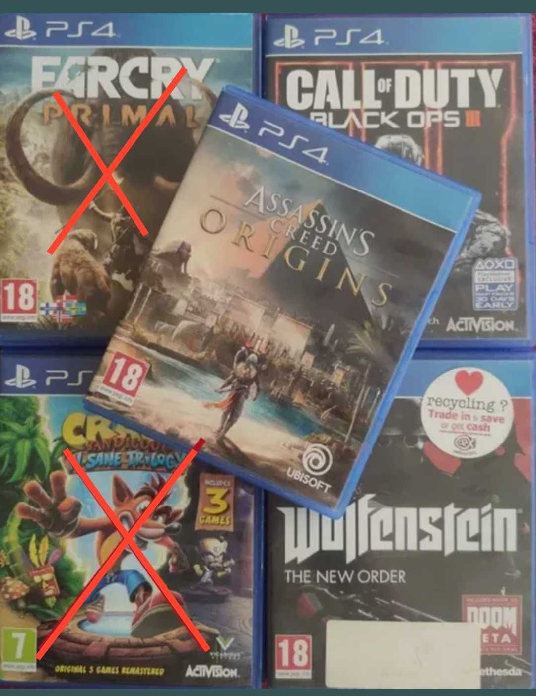 4 бр. PS4 playstation игри - Assassin creed, Call of Duty, Wolfenstein