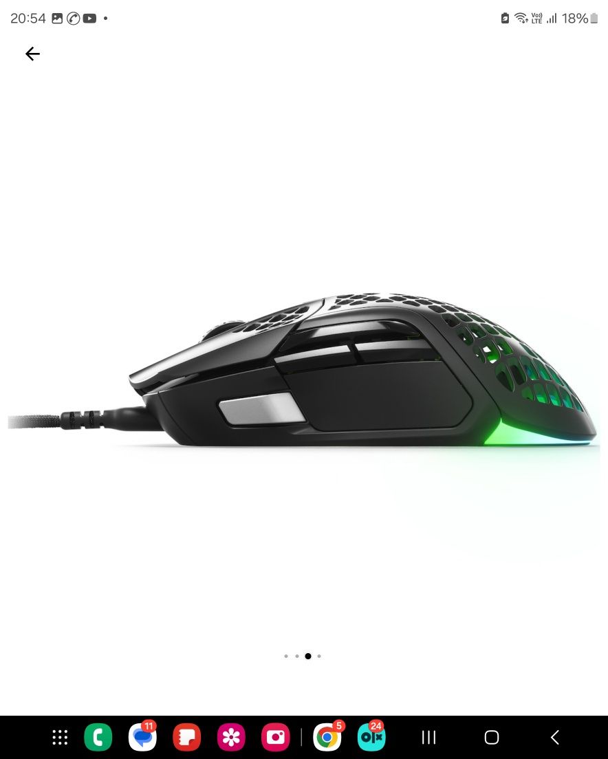 Гейминг мишка SteelSeries - Aerox 5, оптична, черна