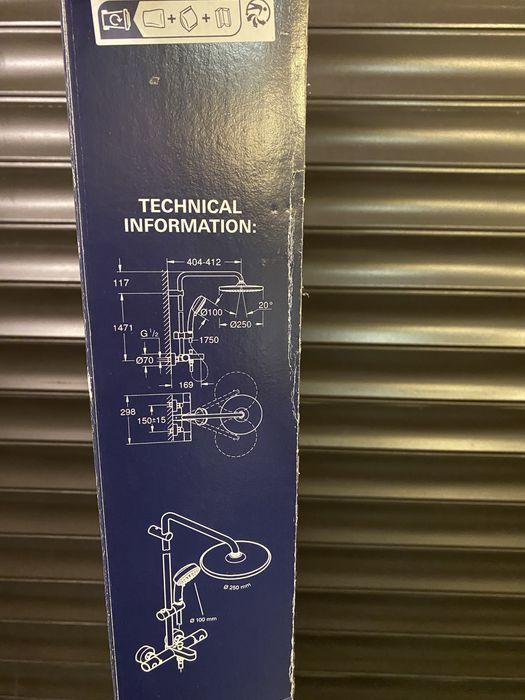 Coloana dus cu baterie si termostat Grohe Tempesta Cosmopolitan System