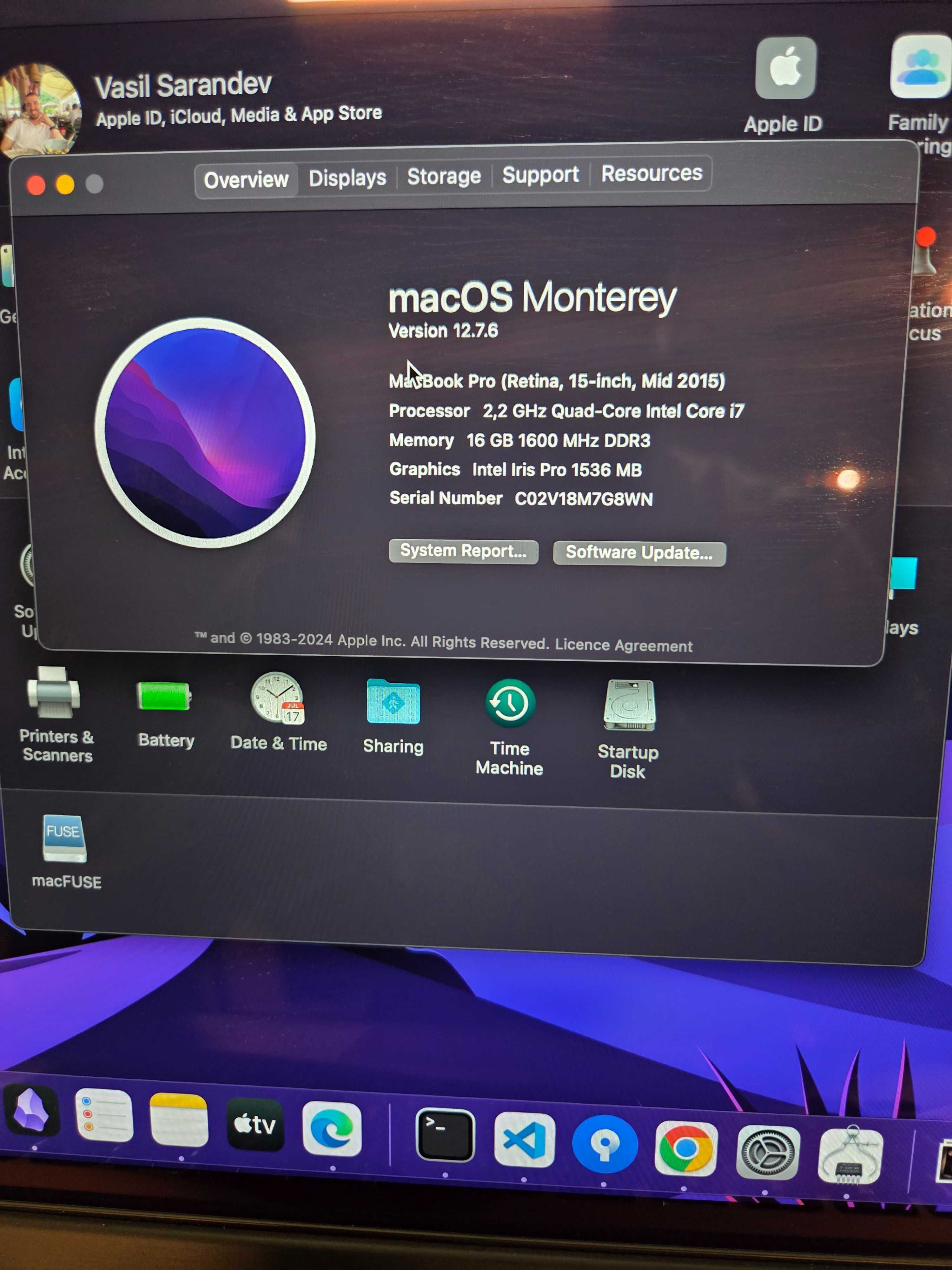Macbook Pro 15' 2015 16GB 256GB сменена батерия