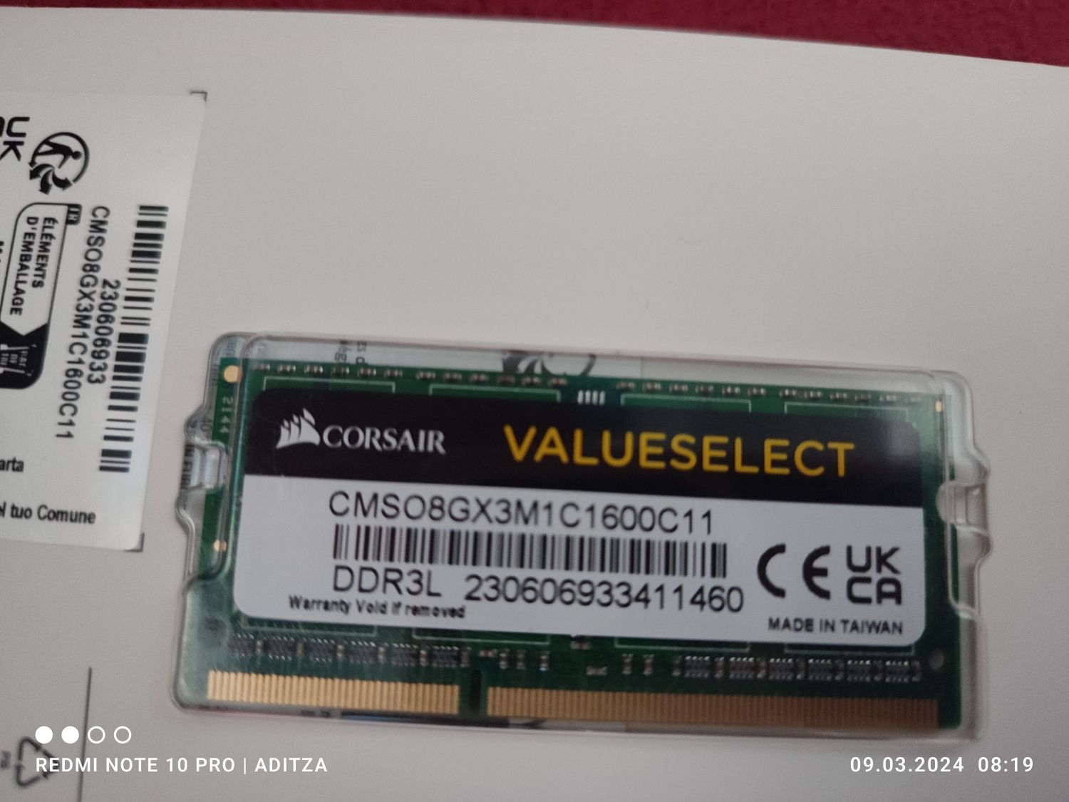 Kit DDR3 2x8Gb CORSAIR 1600Mhz