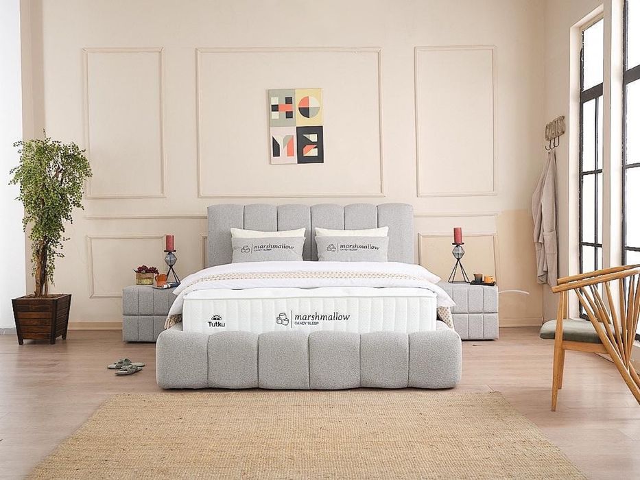 Тапицирано легло Marshmallow Светло сиво