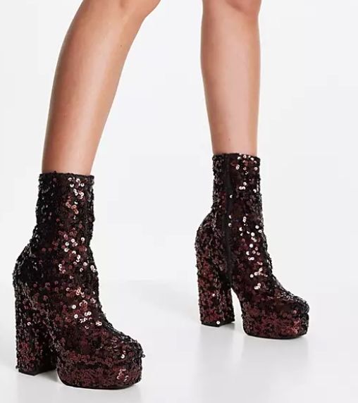 Обувки токчета високи обувки боти с пайети парти на ASOS DESIGN