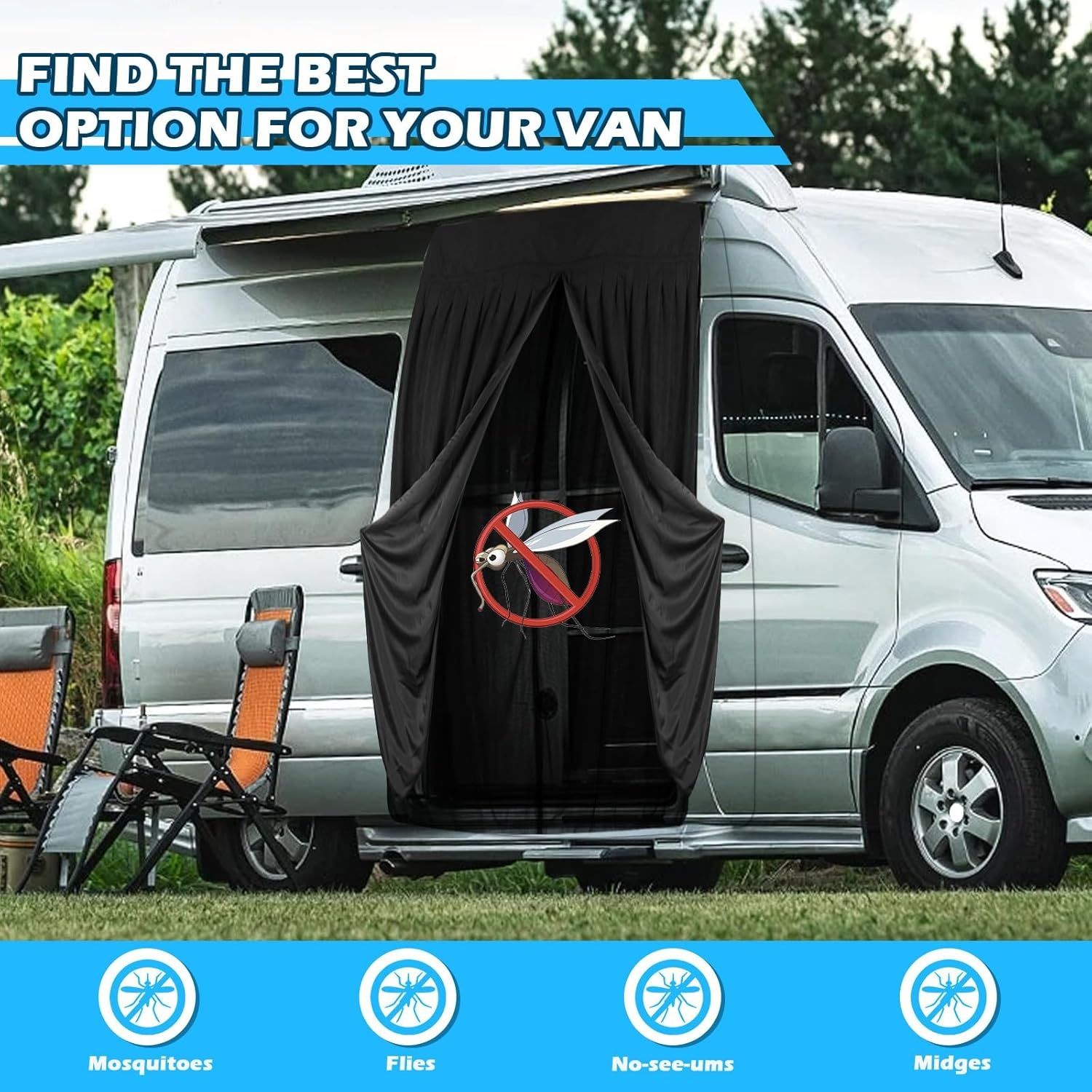 Магнитен комарник + завеса за бус / кемпер Mercedes Sprinter high roof