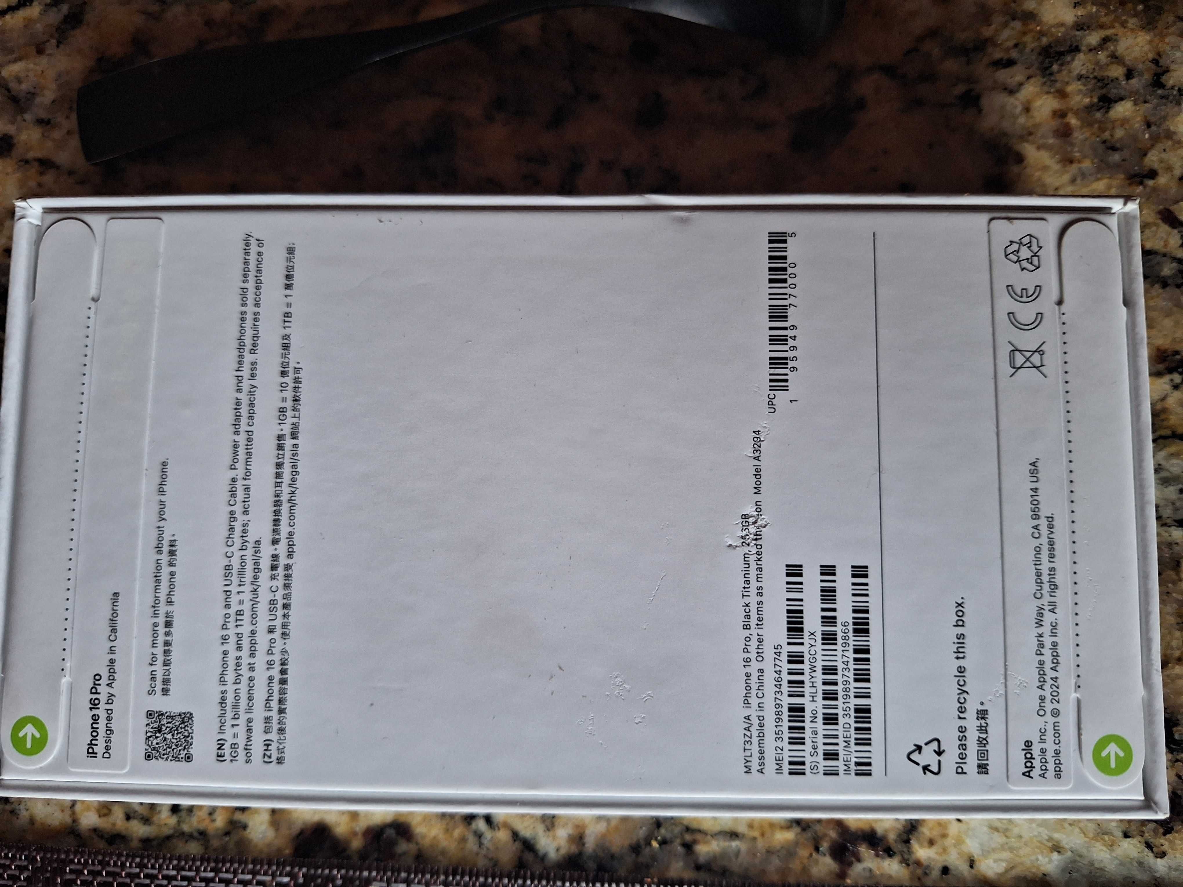 Смартфон Apple iPhone 16 Pro, 256 GB, Black Titanium