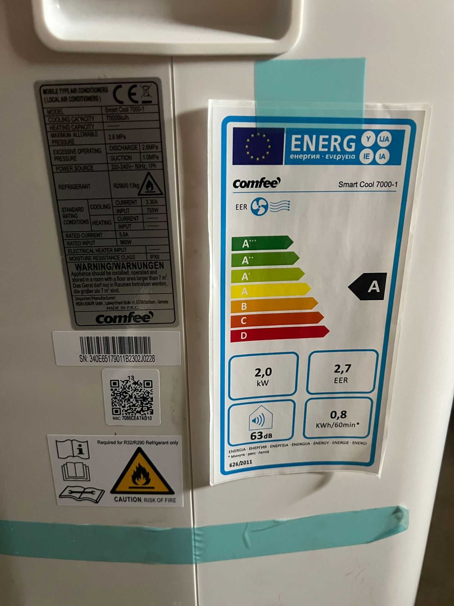Мобилен Климатик с Компресор 9000 BTU 9ка Фреон Smart Wifi Чисто Нови