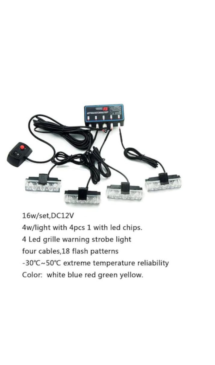 LED предупредителни мигащи светлини, Блиц, 4-LED, Универсални, 12V ава