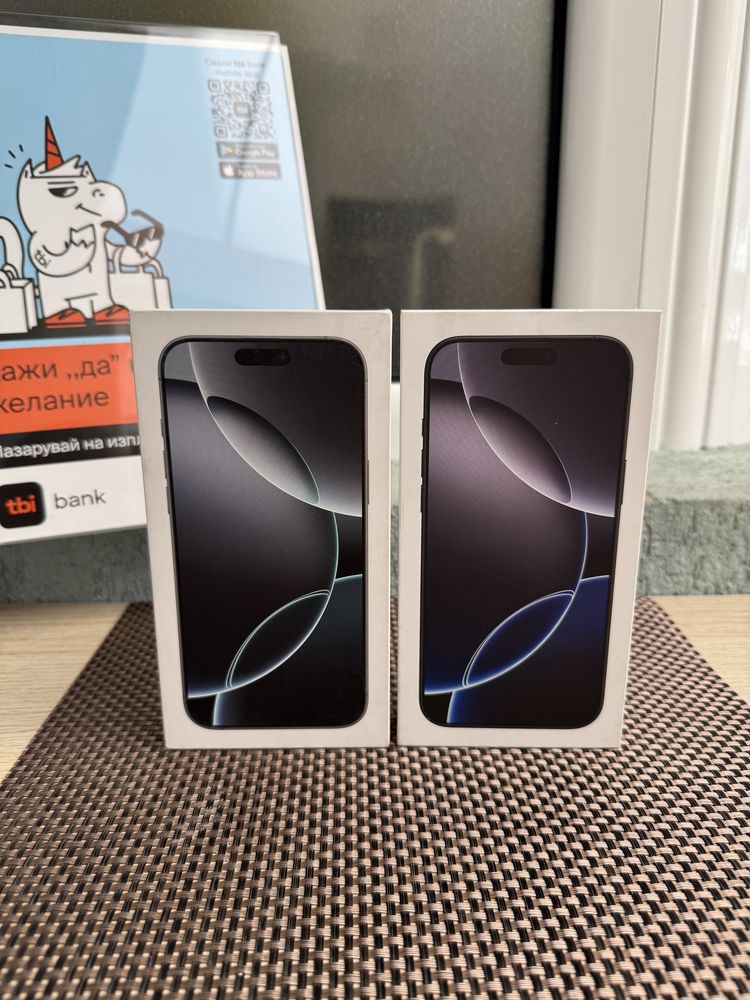 1TB! НЕразпечатан Iphone 16PRO MAX Лизинг от 105лв/м black white titan