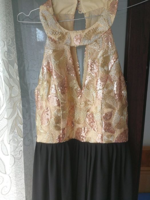 Vand rochie lunga Negru-Auriu paiete