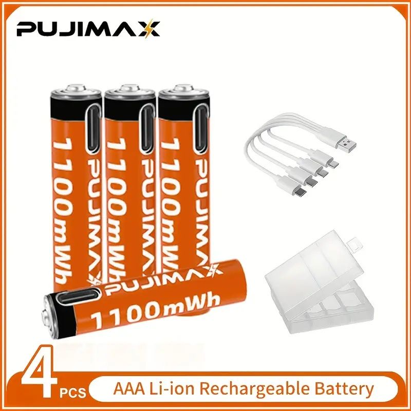 Li-Ion акумулаторна батерия PUJIMAX 1.5V AАА 1100mWh/АА 3400mWh USB-C