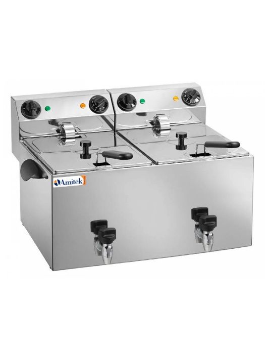 AMITEK FE88R Italy - Friteuza profesionala 2 cuve 6+6 litri (220 V)