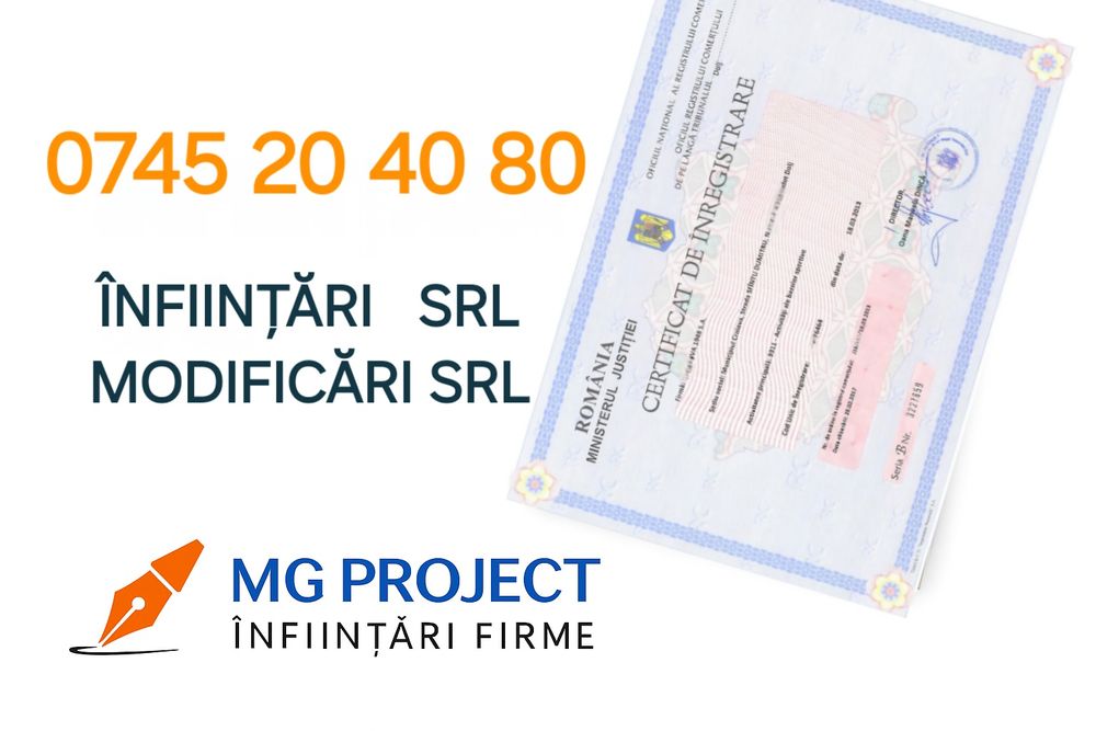 Infiintare firma, societăți, SRL, PFA