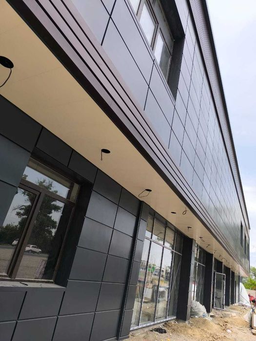 Отделка фасадов металлокассетами