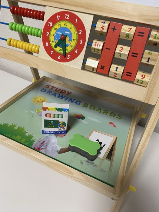 Двустранна дървена магнитна дъска с българската азбука, цифри - 66 см.