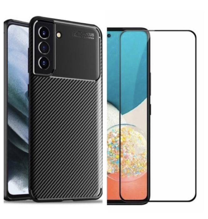 Samsung S21/S20/S23/S24 FE Husa Silicon Carbon Face +Folie Sticla Full