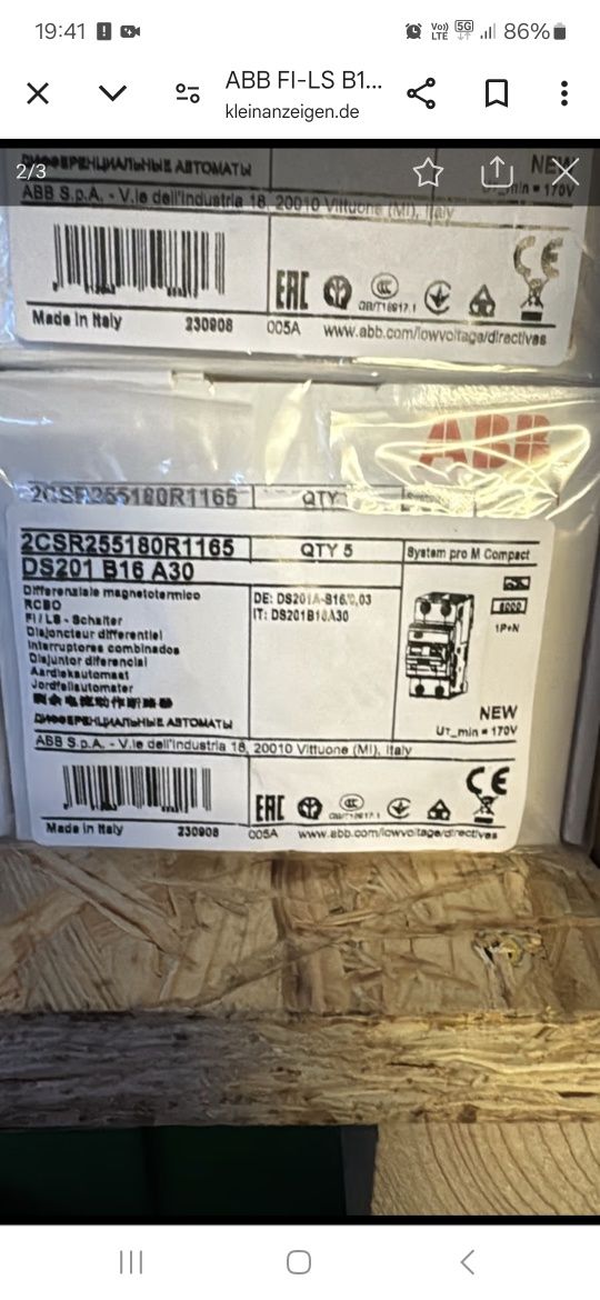 Sigurante abb B16a /30ma tip A