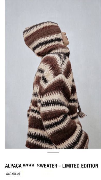 Pulover cu glugă deosebit lana Zara Women original nou