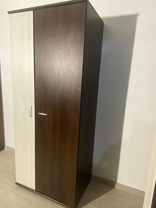 Șifonier 2 Uși, 80 cm; Dulap de Haine pentru Dormitor cu Bară Umerașe