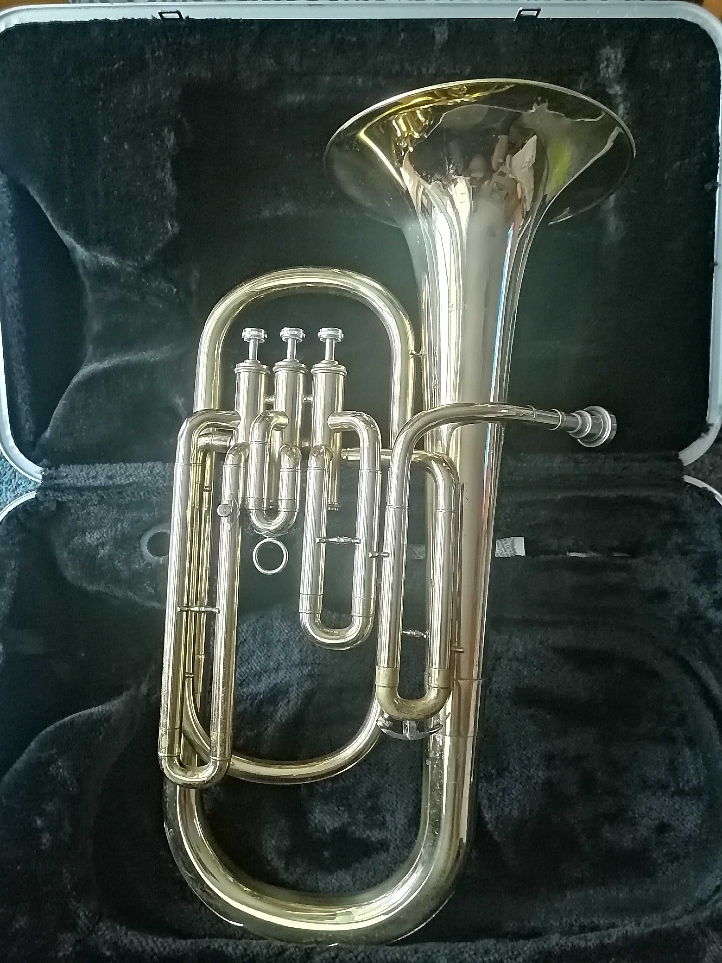 Eufoniu Bb, 3 pistoane C Giant Baritonhorn auriu, Mustiuc, case