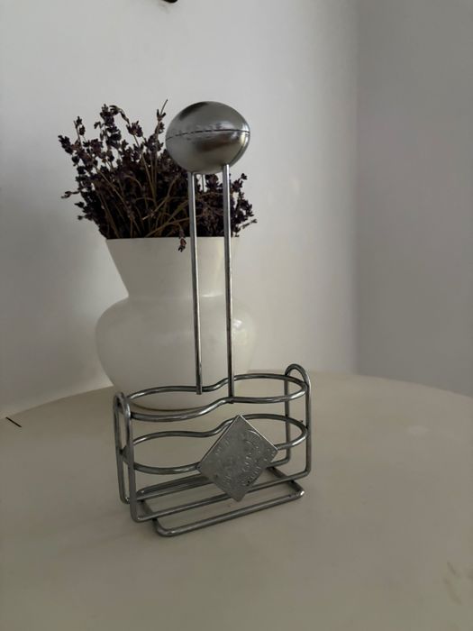 Suport vintage aluminiu pentru sosuri Tabasco, prindere pentru masă