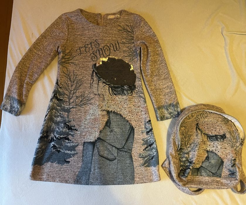 Rochie  mai groasa 7 ani set cu ghiozdanel