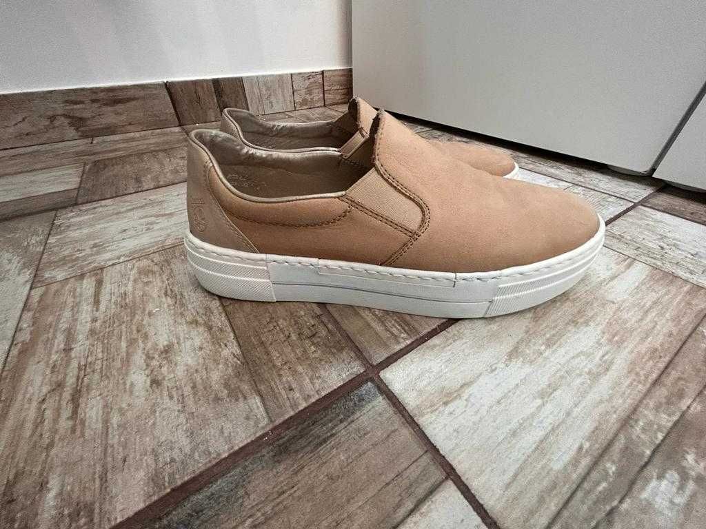 Sneakers/ Slip on piele naturala bej, Rieker