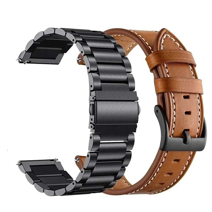 Curea ceas 22mm metalica + piele Samsung Watch / Huawei GT / Xiaomi