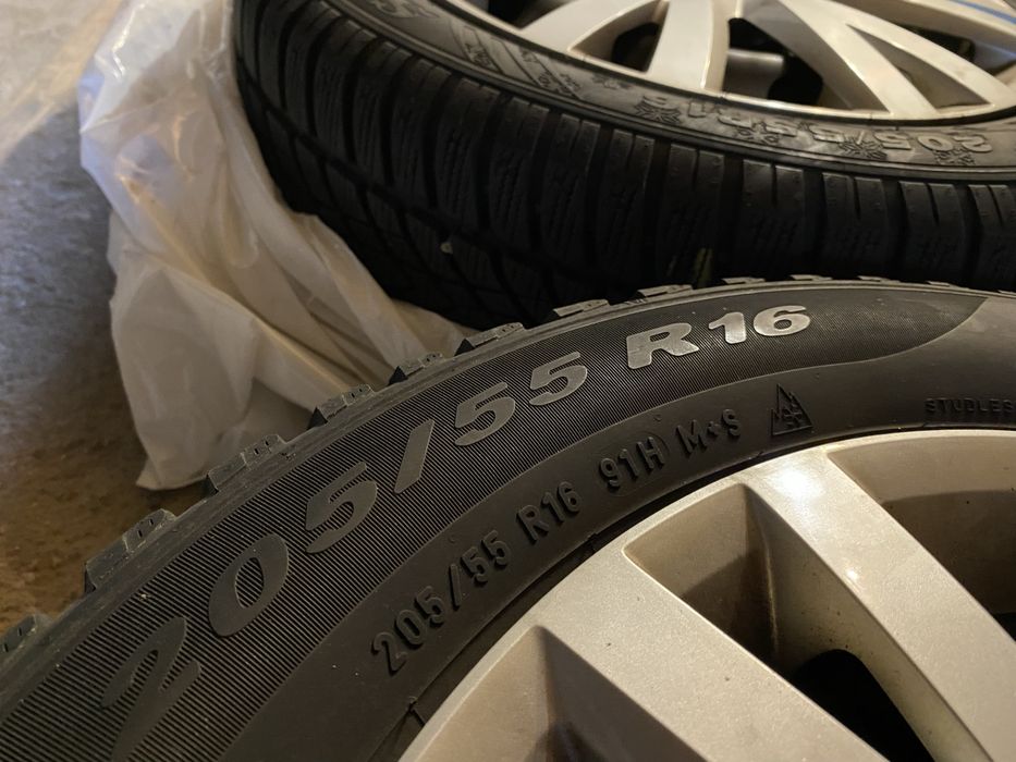 Vand 3 cauciucuri M+S + 4 Jante/Capace 205 55 R16