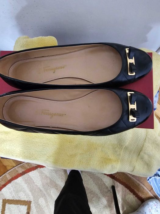 Balerini Salvatore Ferragamo – Piele Matlasată Neagră