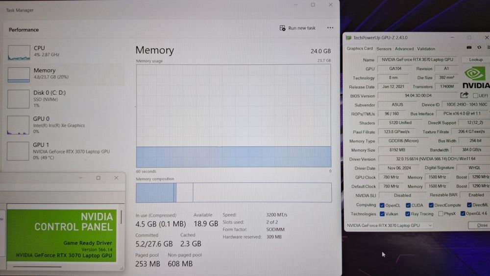 15.6' 240Hz Asus TUF Intel Core i7-11370/RTX 3070 8GB GDDR6/24GB/1TB