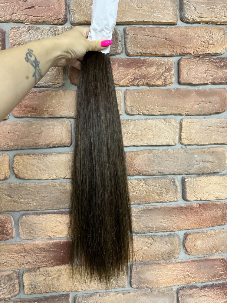 Натуральные волосы 55 см каштан качество люкс