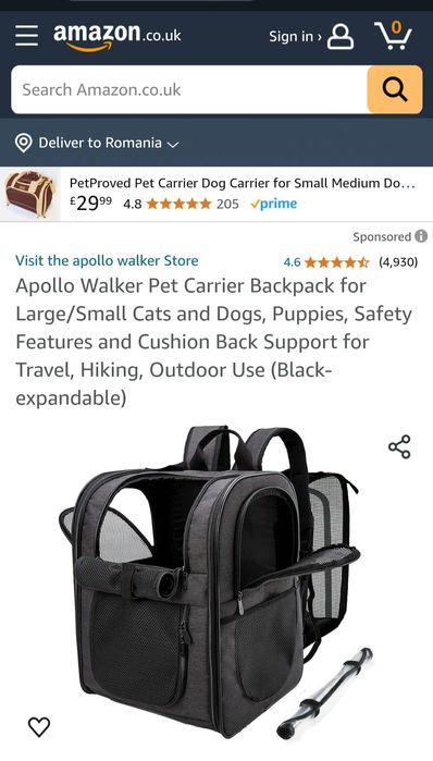 Rucsac/geanta extensibilă transport animale