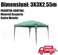 Pavilion CORT Umbrela Cadru Metal Pliabil 3X3X2.55M+Livrare GRATUITA !