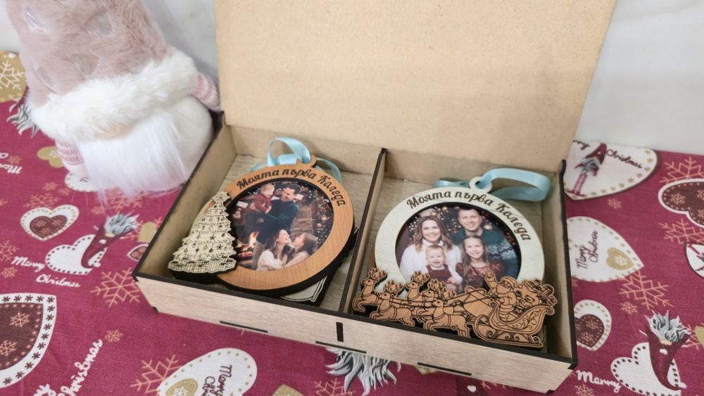 Дървена играчка за елха със снимка