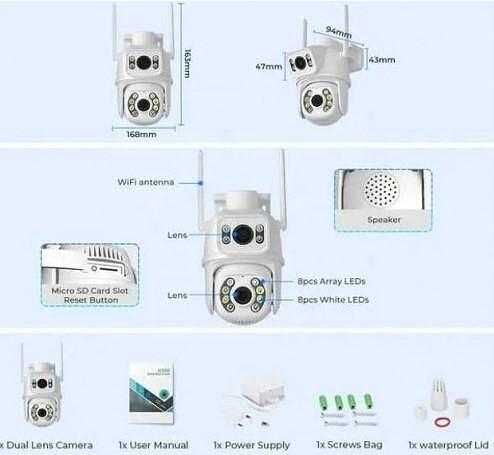 Двойна Smart WiFi безжична IP камера ICSEE 6MP нощно виждане