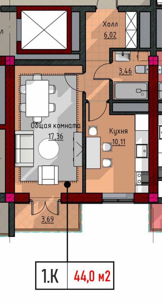 Продается квартира в ЖК Венеция / мечеть Минор