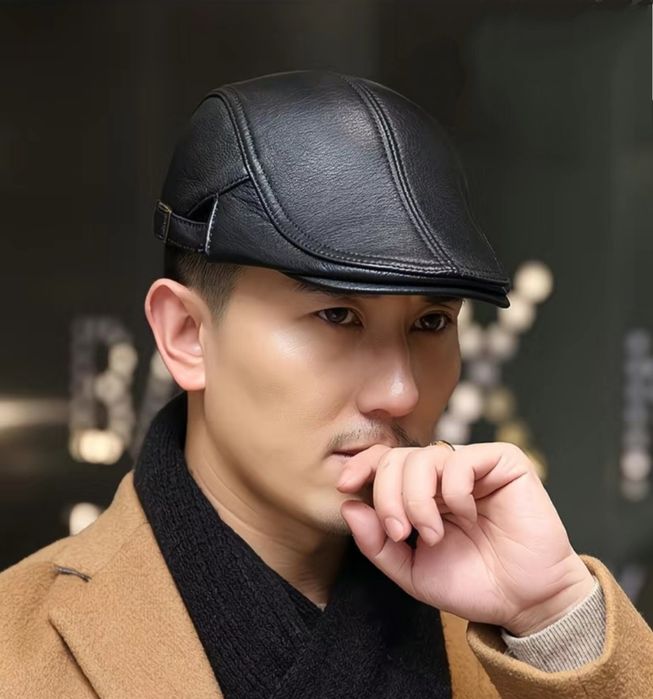 Мужская кепка шапка козырек из натуральной кожи мужской табий кожа хак