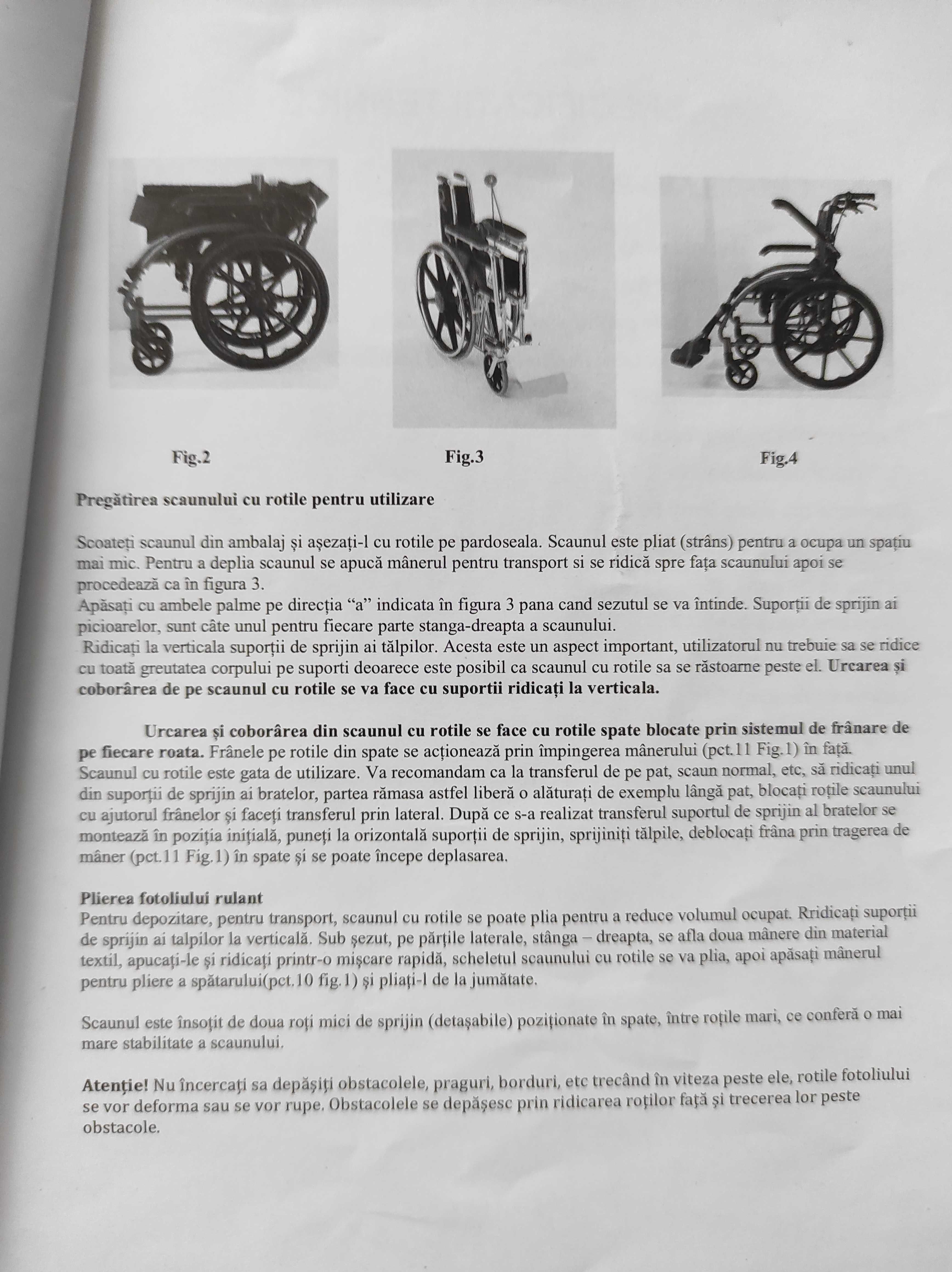Scaun pentru transport pacienti (nou cu certificat de garantie))