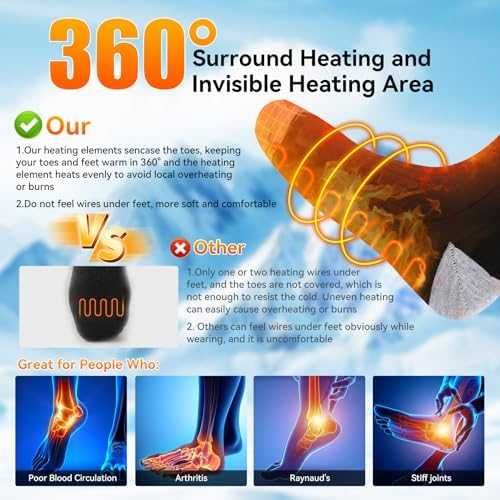Отопляеми чорапи 4000mAh 3 степени – топли през зимата за мъже и жени
