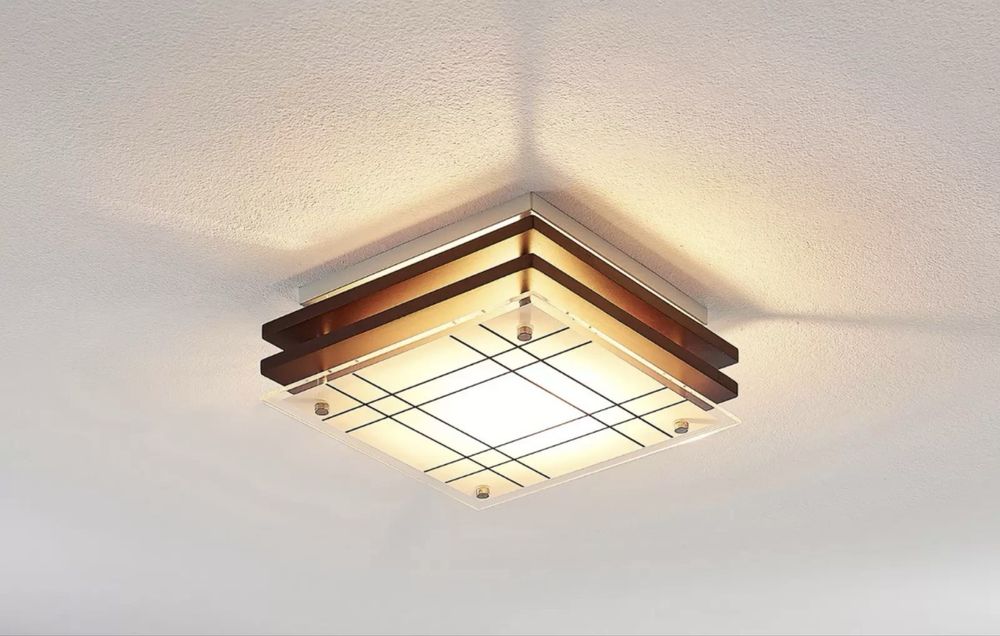 Plafoniera clasica lemn cu 2 becuri E27 60W